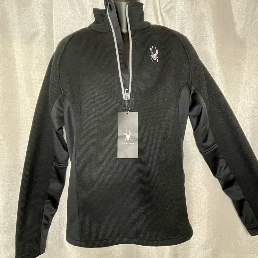 SPYDER Men’s Outbound 1/4 Zip Midweight Core Sweater Black Size mens Med, NWT   